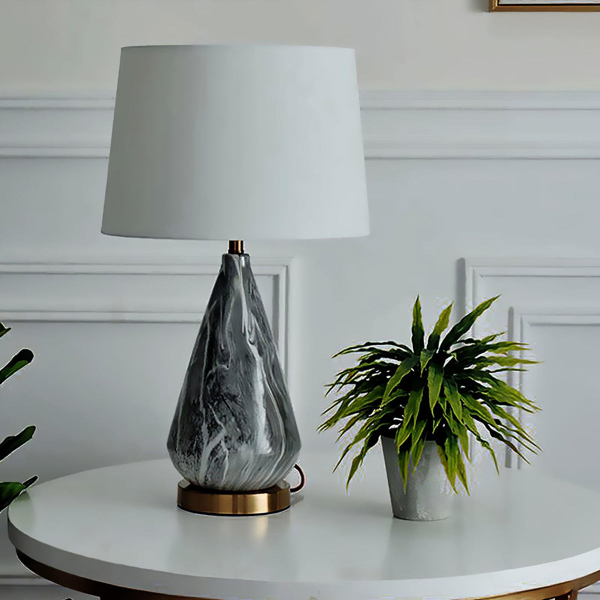 Elysian White & Black Marble Table Lamp
