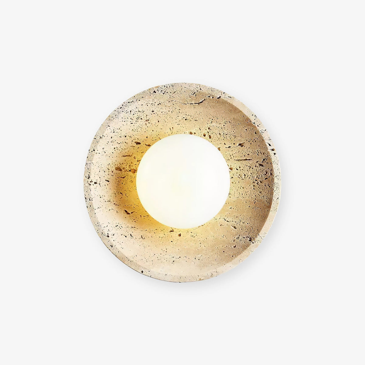 Tavik Bowl-Frame Travertine Wall Light