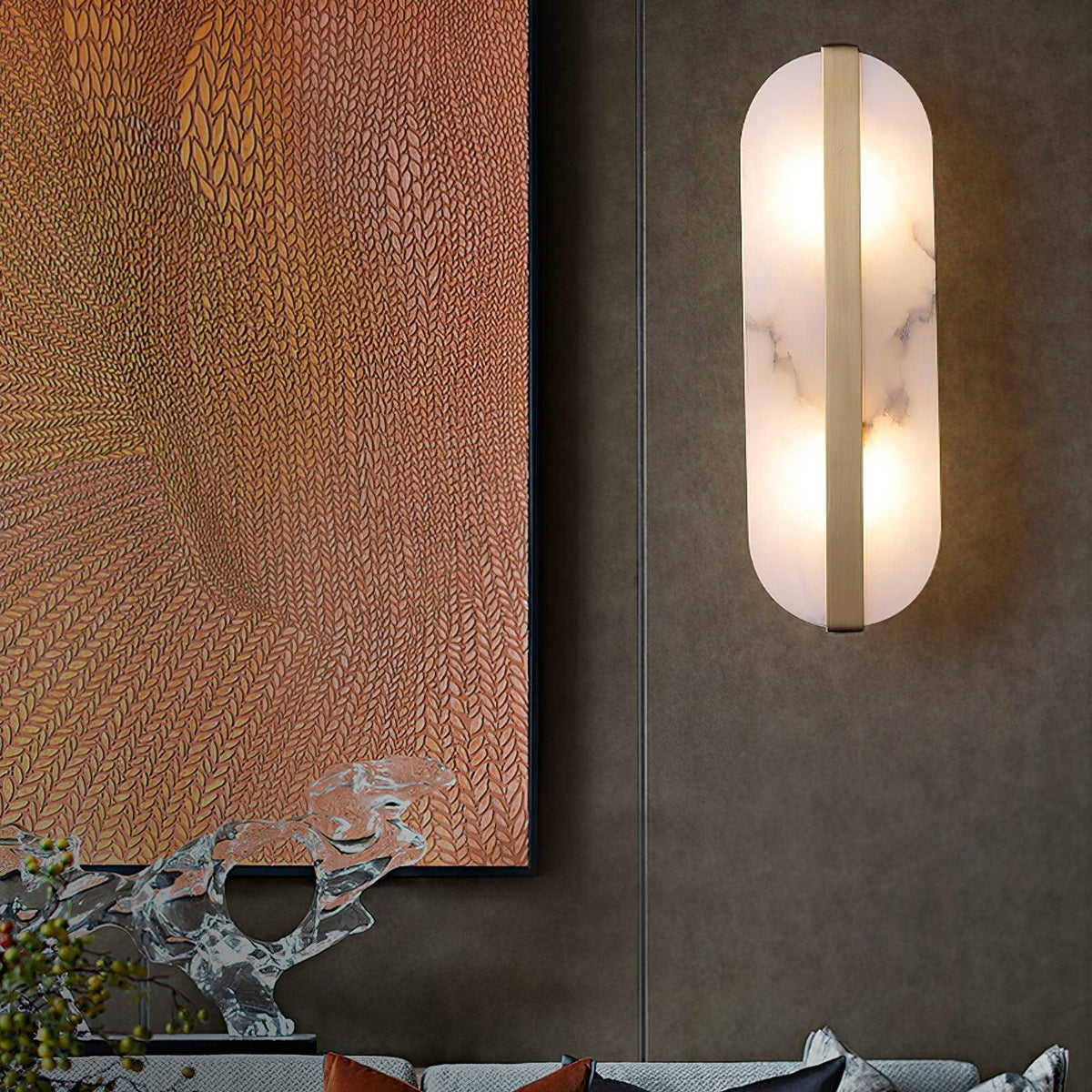 Hekel Long Ellipse Alabaster Indoor Wall Light