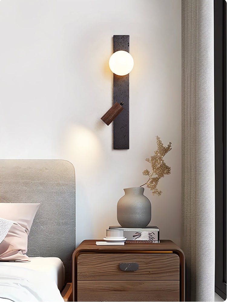 Nirv Beam Black Travertine Modern Wall Lamp