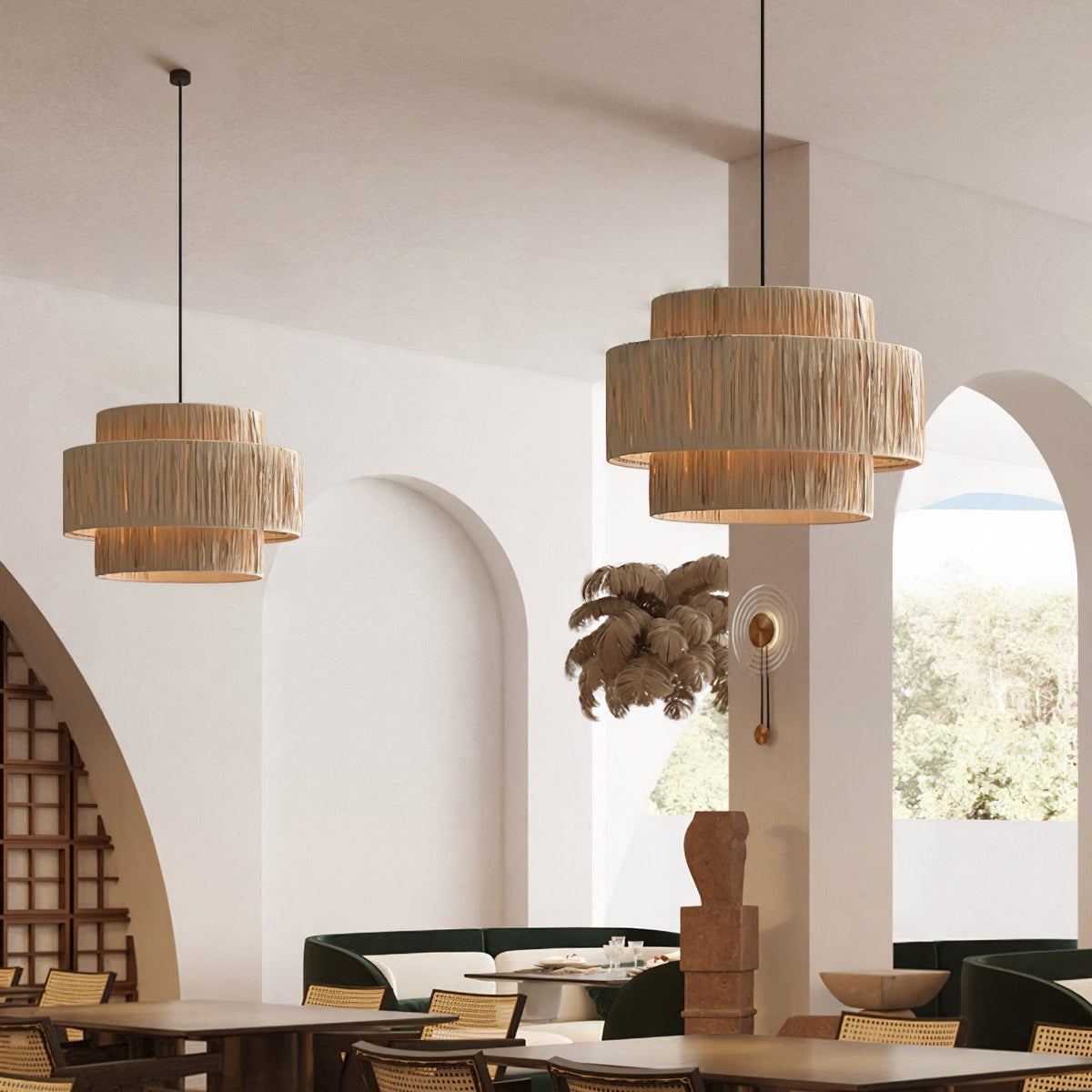 Thyra Straw Traditional Retro Pendant Light
