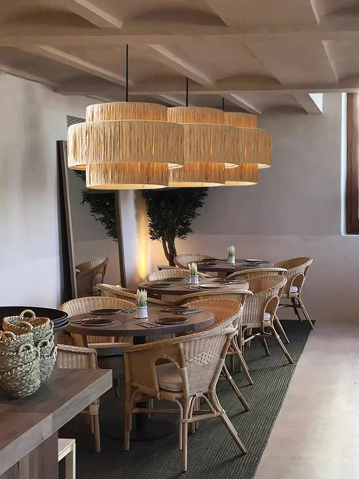 Thyra Straw Traditional Retro Pendant Light