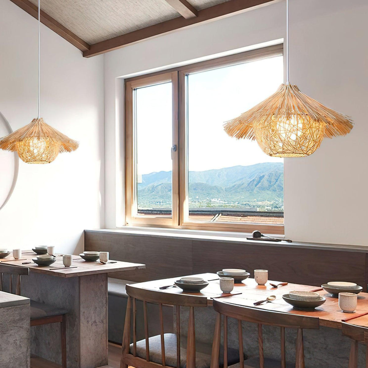 Sunell Straw Hat Rattan Pendant Light