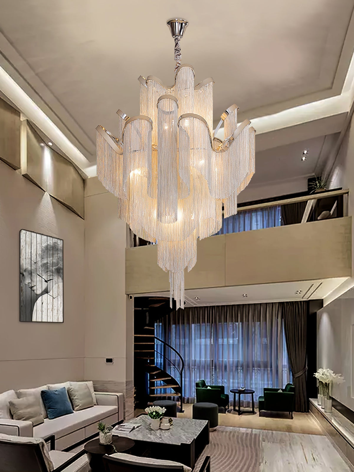 Lustra Pendant Lamp Stream Chain Nickel