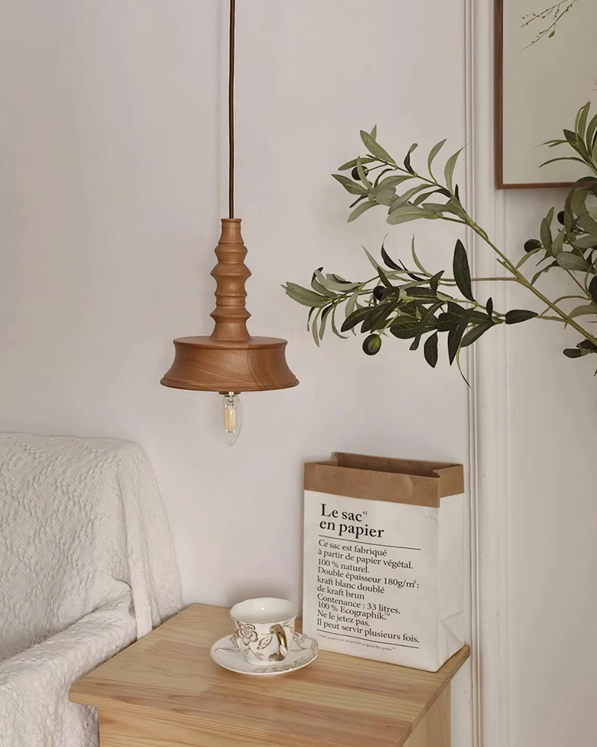 Tessira Wood Industrial Pendant Lamp