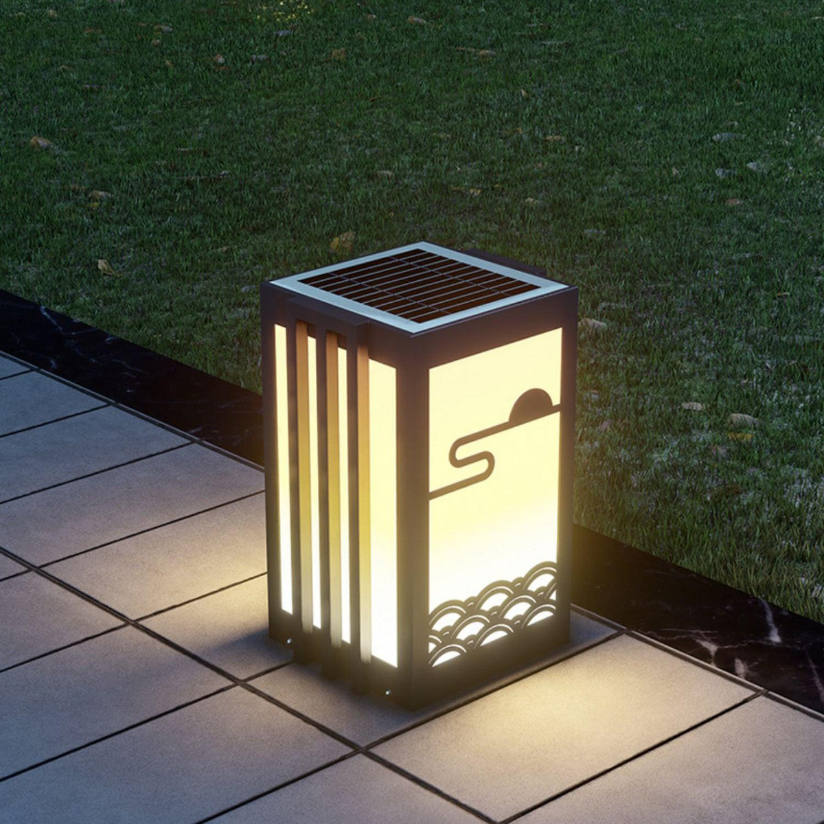 Rivenena Outdoor Light Rectangular Sunrise Pattern Minimalist Garden