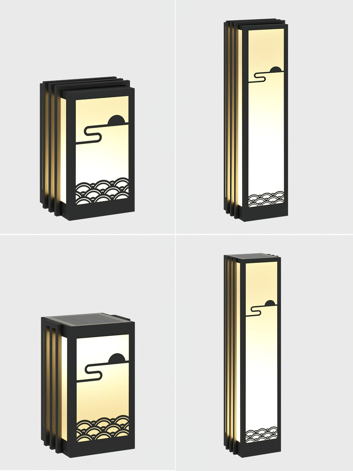 Rivenena Outdoor Light Rectangular Sunrise Pattern Minimalist Garden