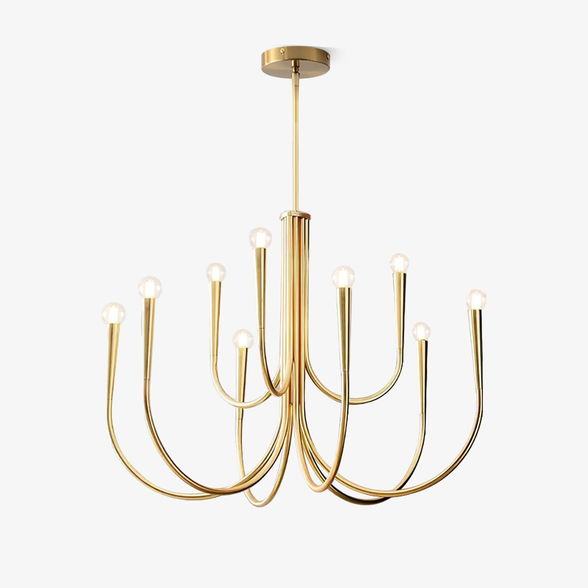 Orioaria Chandelier Swoop Arm Brass Minimalist