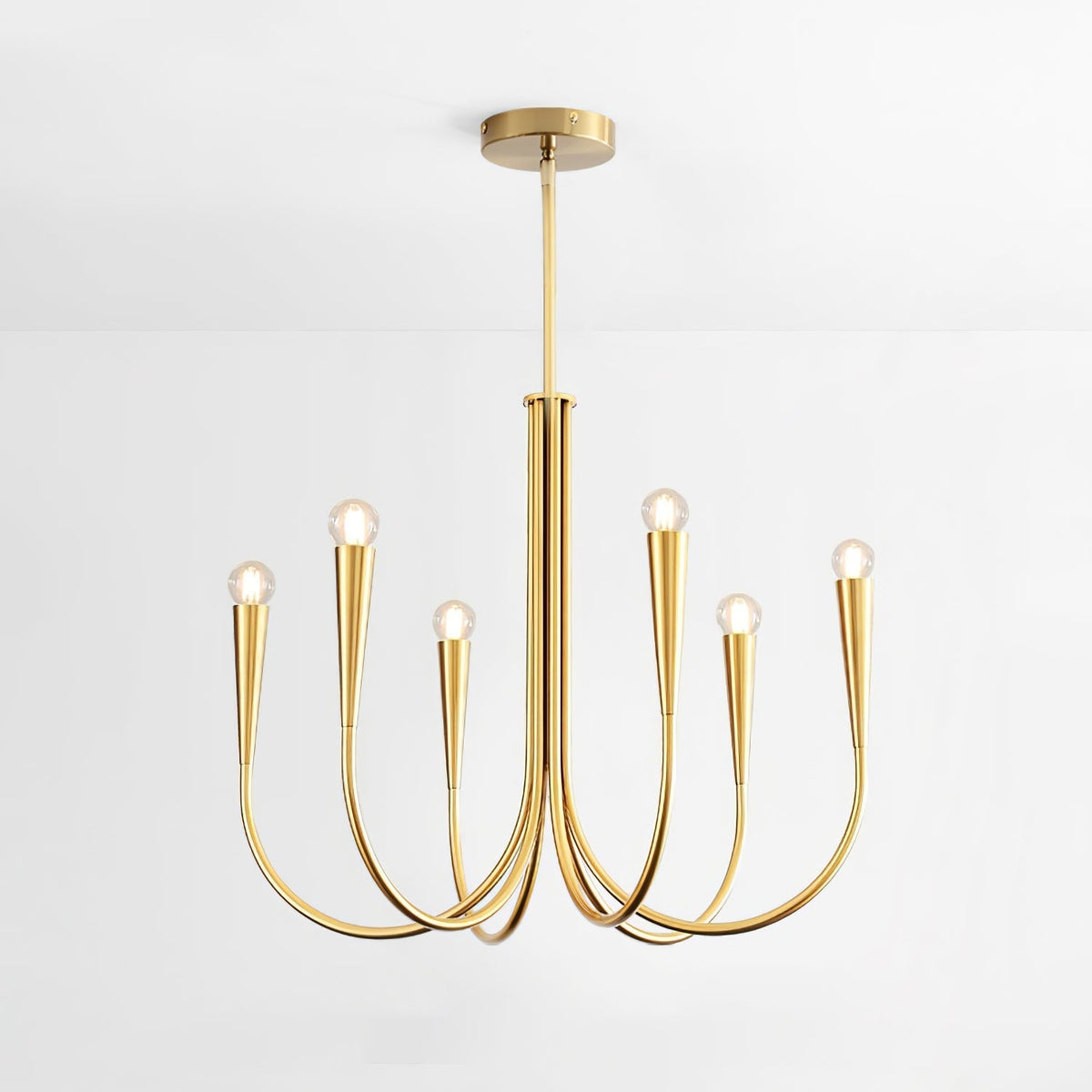 Orioaria Chandelier Swoop Arm Brass Minimalist