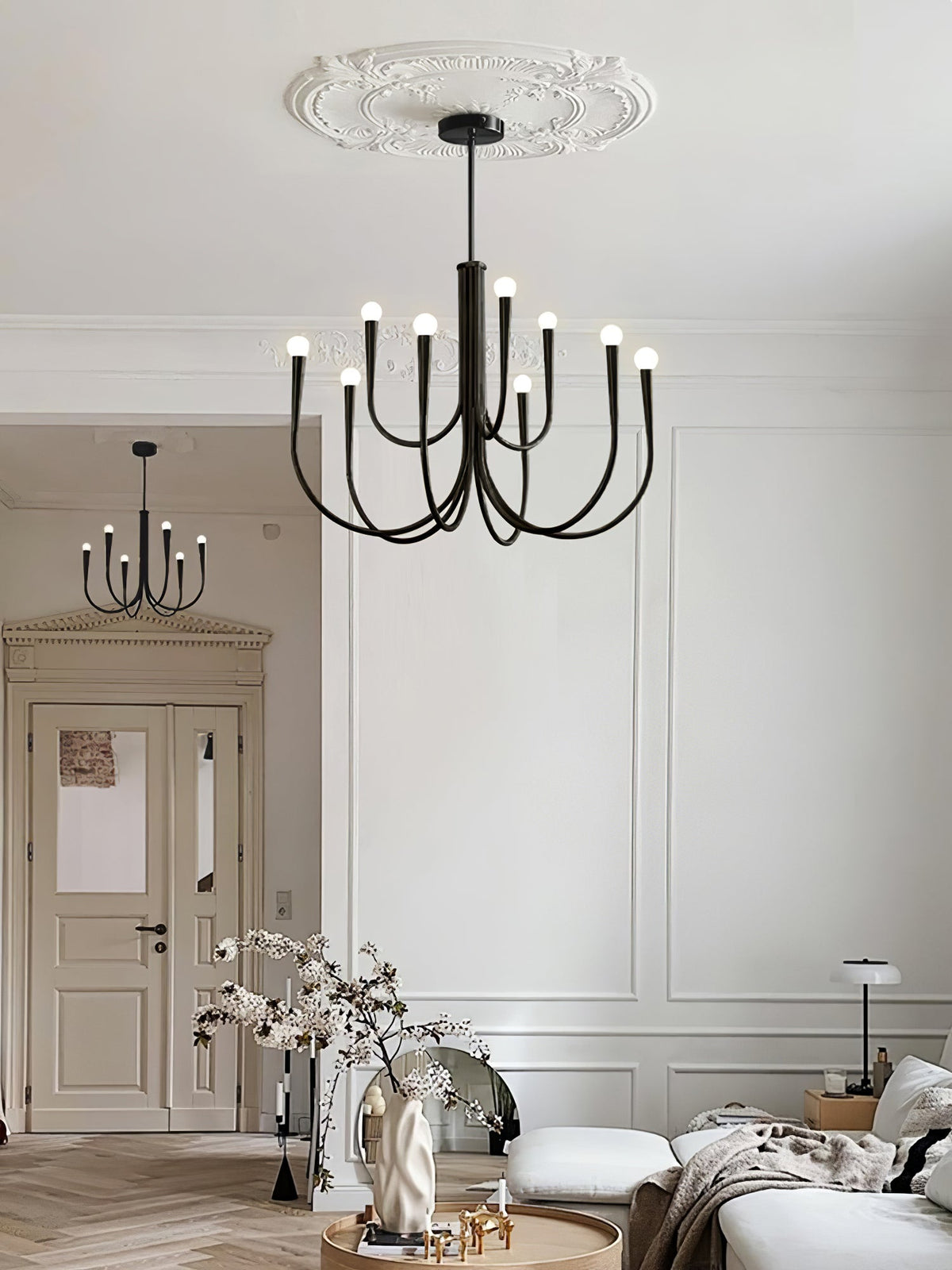 Orioaria Chandelier Swoop Arm Brass Minimalist