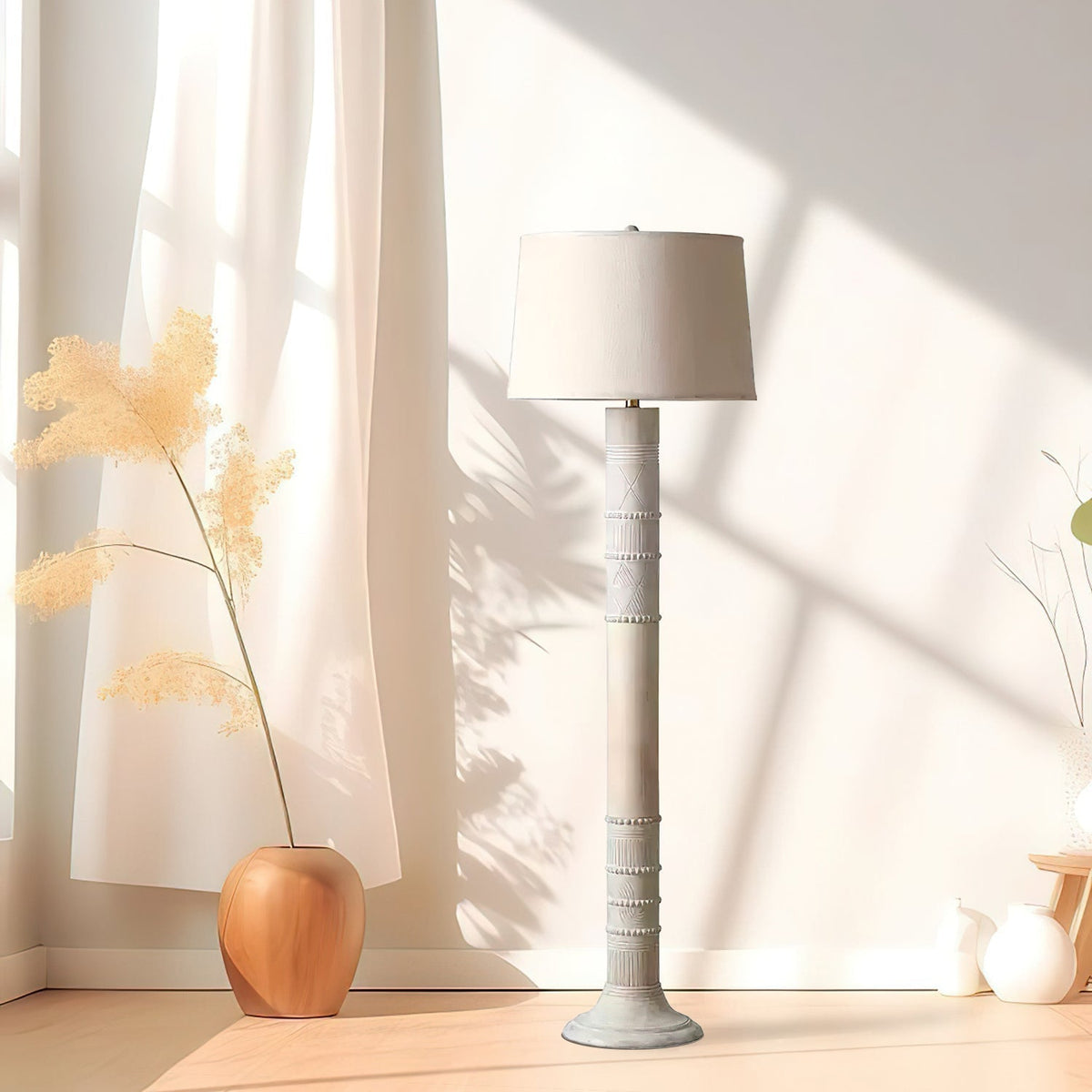 Eldon Rustic Wood Floor Lamp