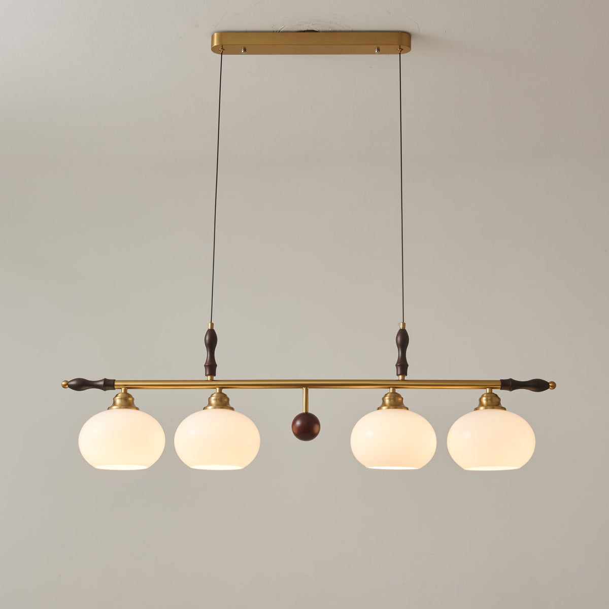 Runell Premium Elegance Traditional Wood Glass Pendant Lamp
