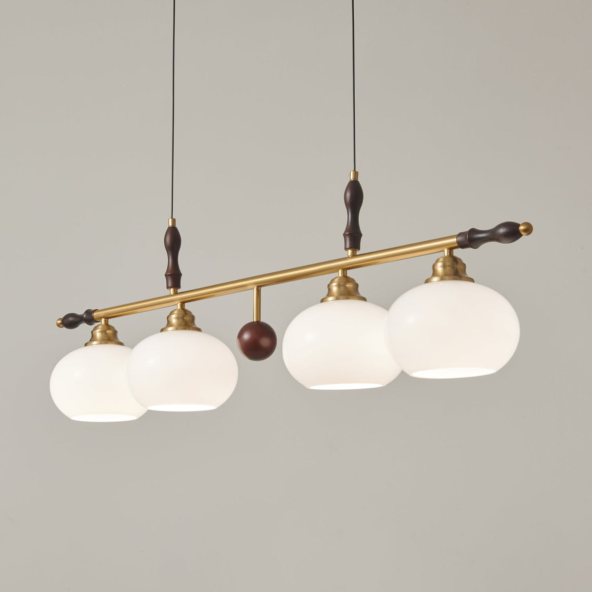 Runell Premium Elegance Traditional Wood Glass Pendant Lamp