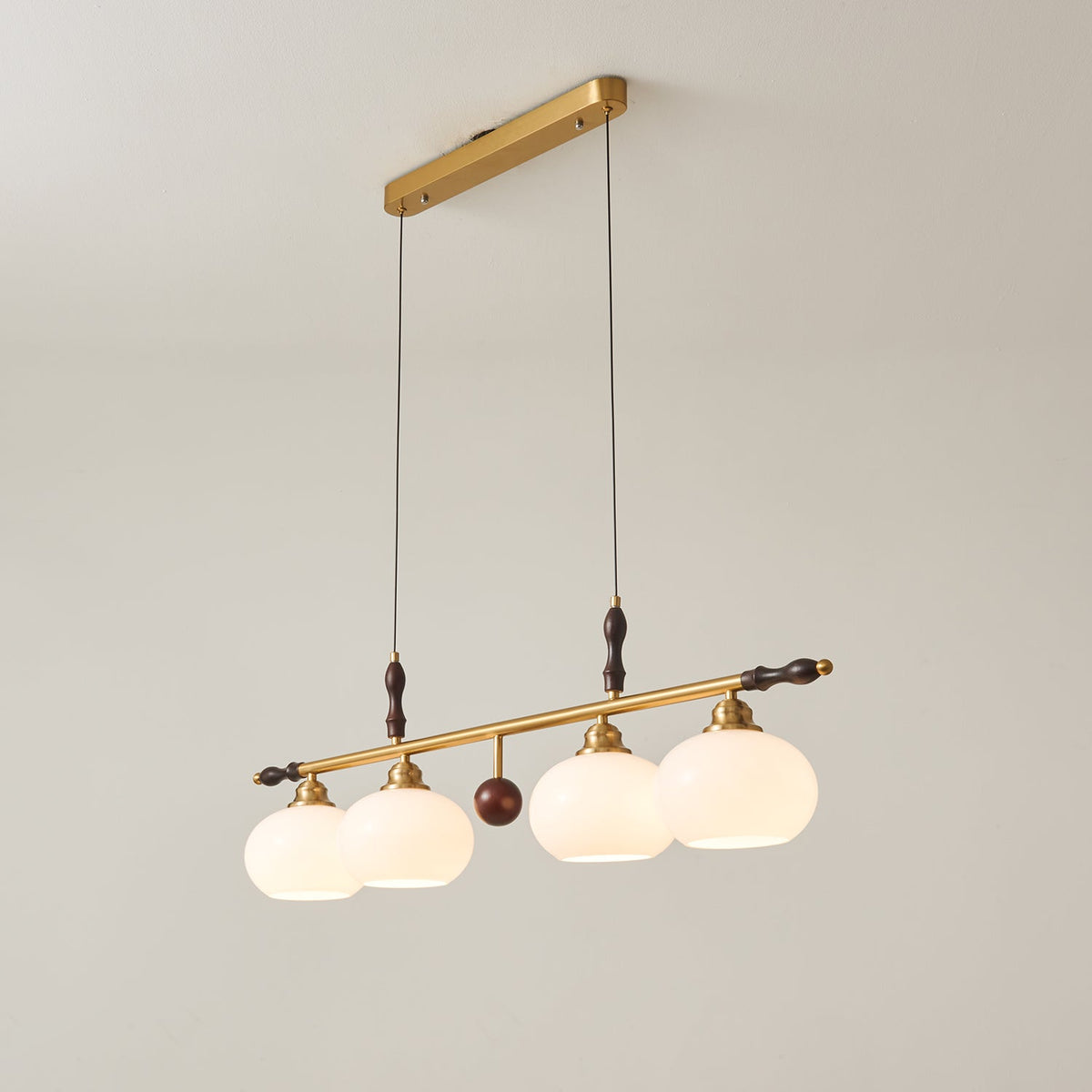 Runell Premium Elegance Traditional Wood Glass Pendant Lamp