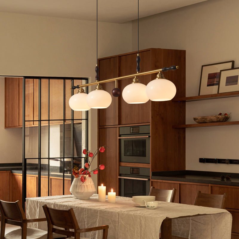 Runell Premium Elegance Traditional Wood Glass Pendant Lamp