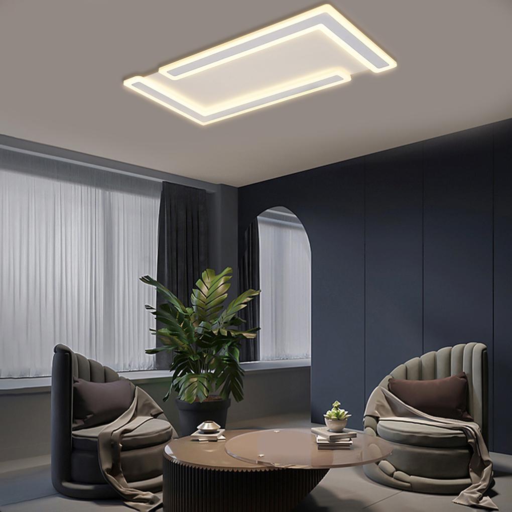 White Iron Flat Geometric Flush Mount Ceiling Lights for Living Room - Lamp Outdoor