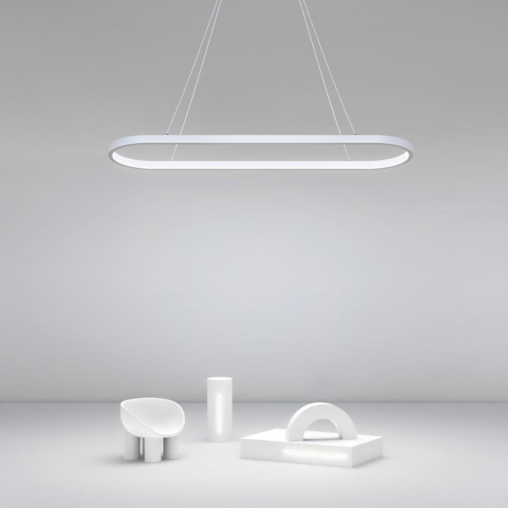 Modern Oval Hanging Chandelier with Remote Control - Lamp Outdoor