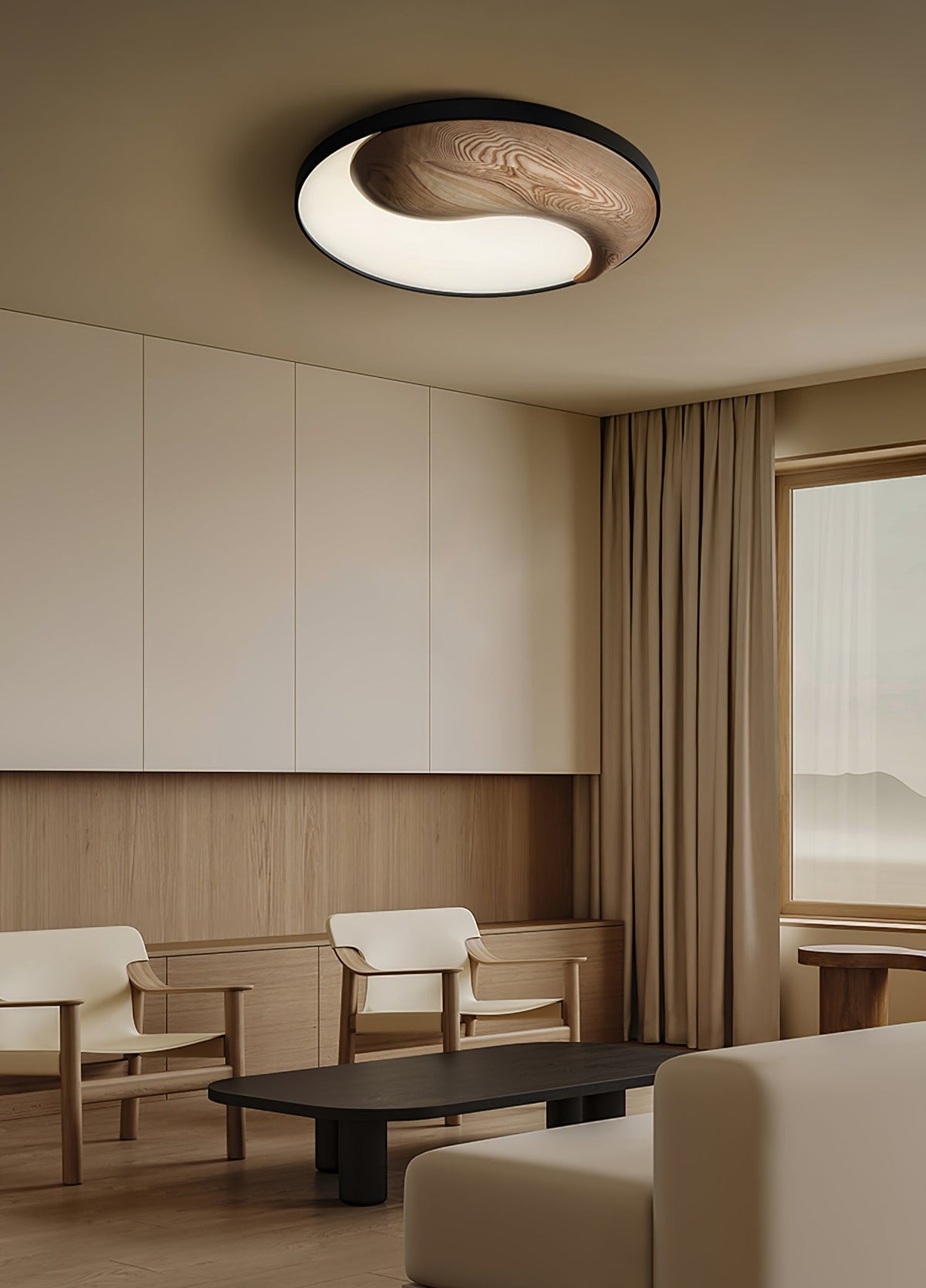 Ivelor Modern Minimalist Balance Wood Ceiling Light