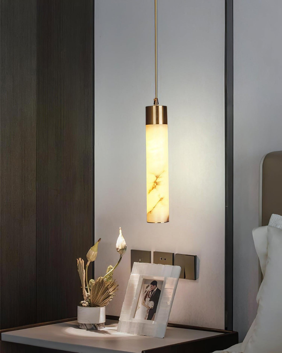 Rin Cylinder Alabaster Pendant Light
