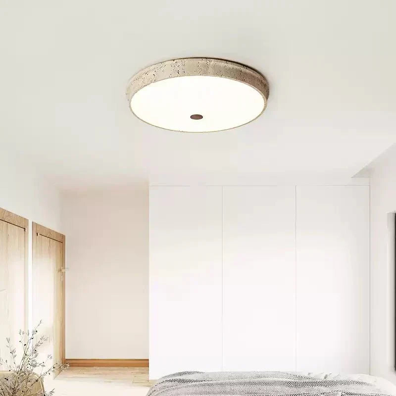 Seriraine Disc Yellow Travertine Ceiling Lamp