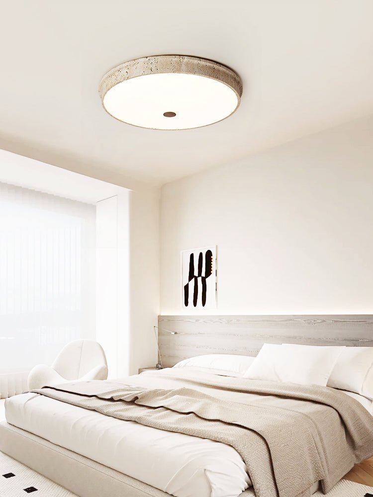 Seriraine Disc Yellow Travertine Ceiling Lamp