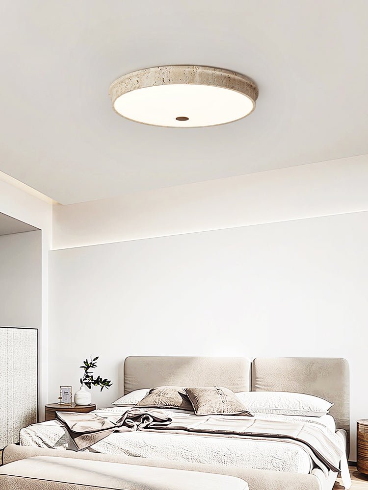 Seriraine Disc Yellow Travertine Ceiling Lamp