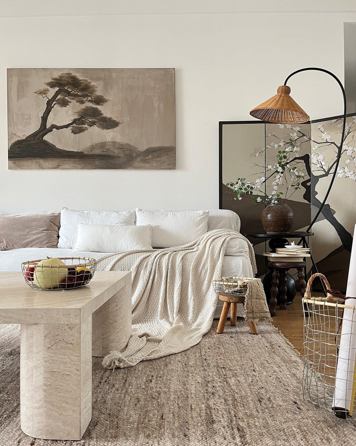 Sombrero Rattan Arc Floor Lamp