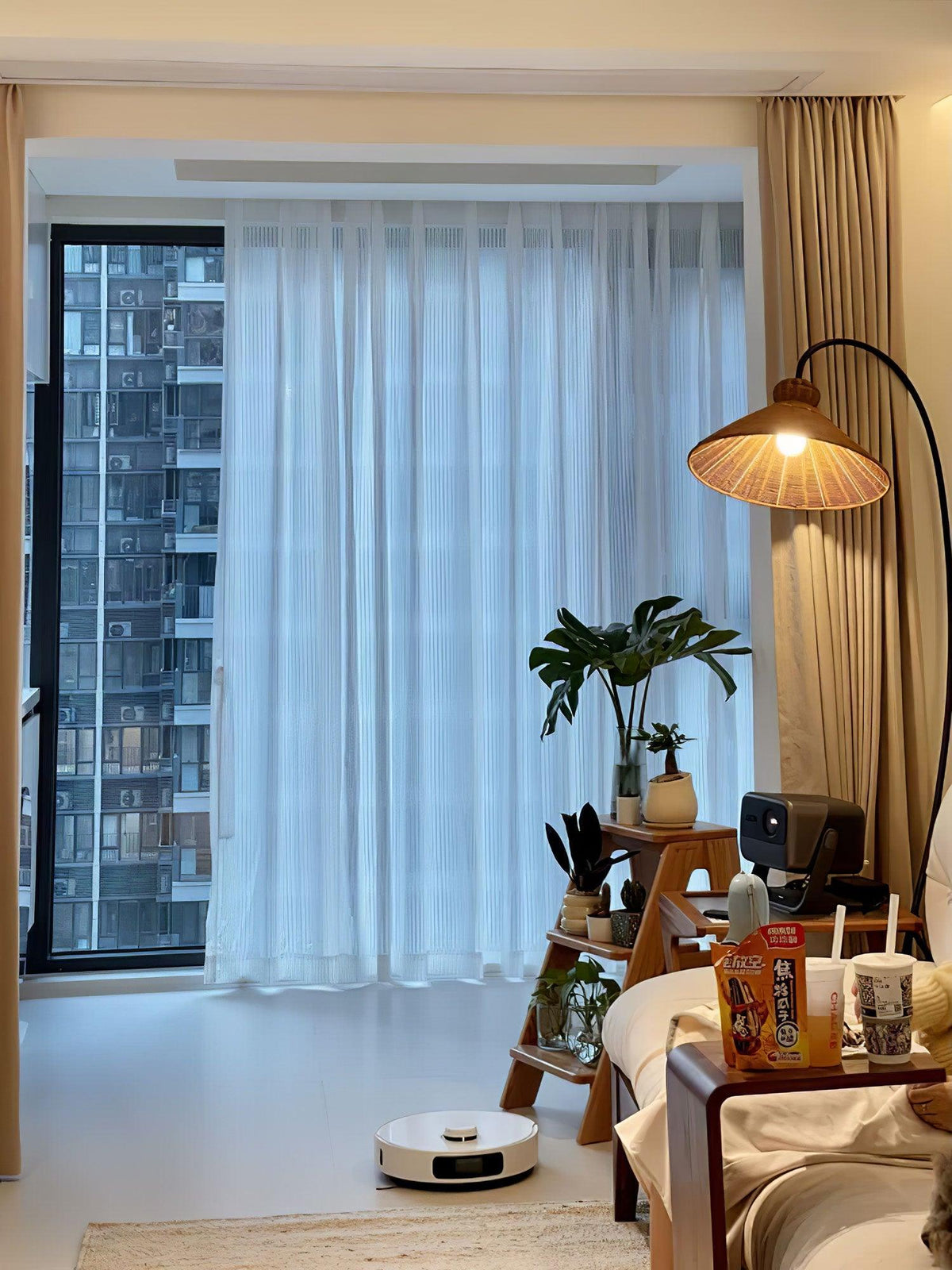 Sombrero Rattan Arc Floor Lamp