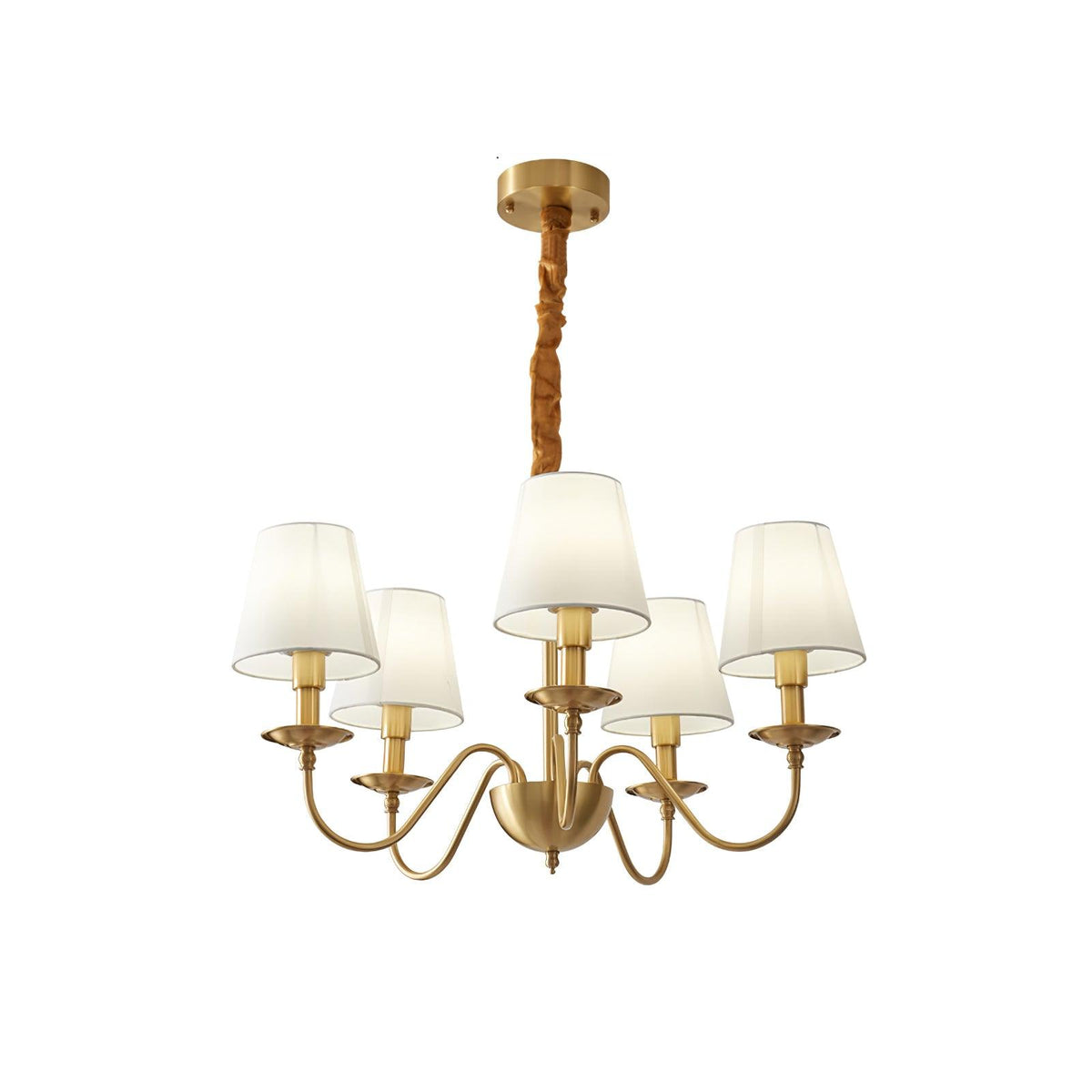 Auruora Chandelier Brass Fabric Shade Classic