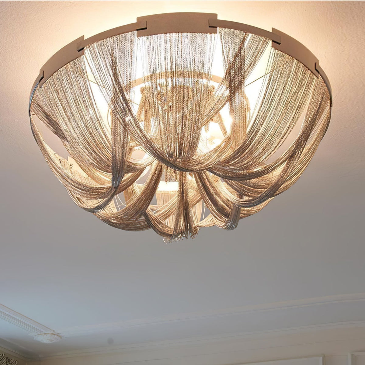 Talj Ceiling Light Tassel Aluminum Chain Nickel Frame