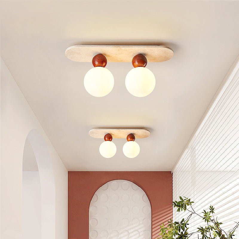 Vera Spherical Yellow Travertine Ceiling Lamp