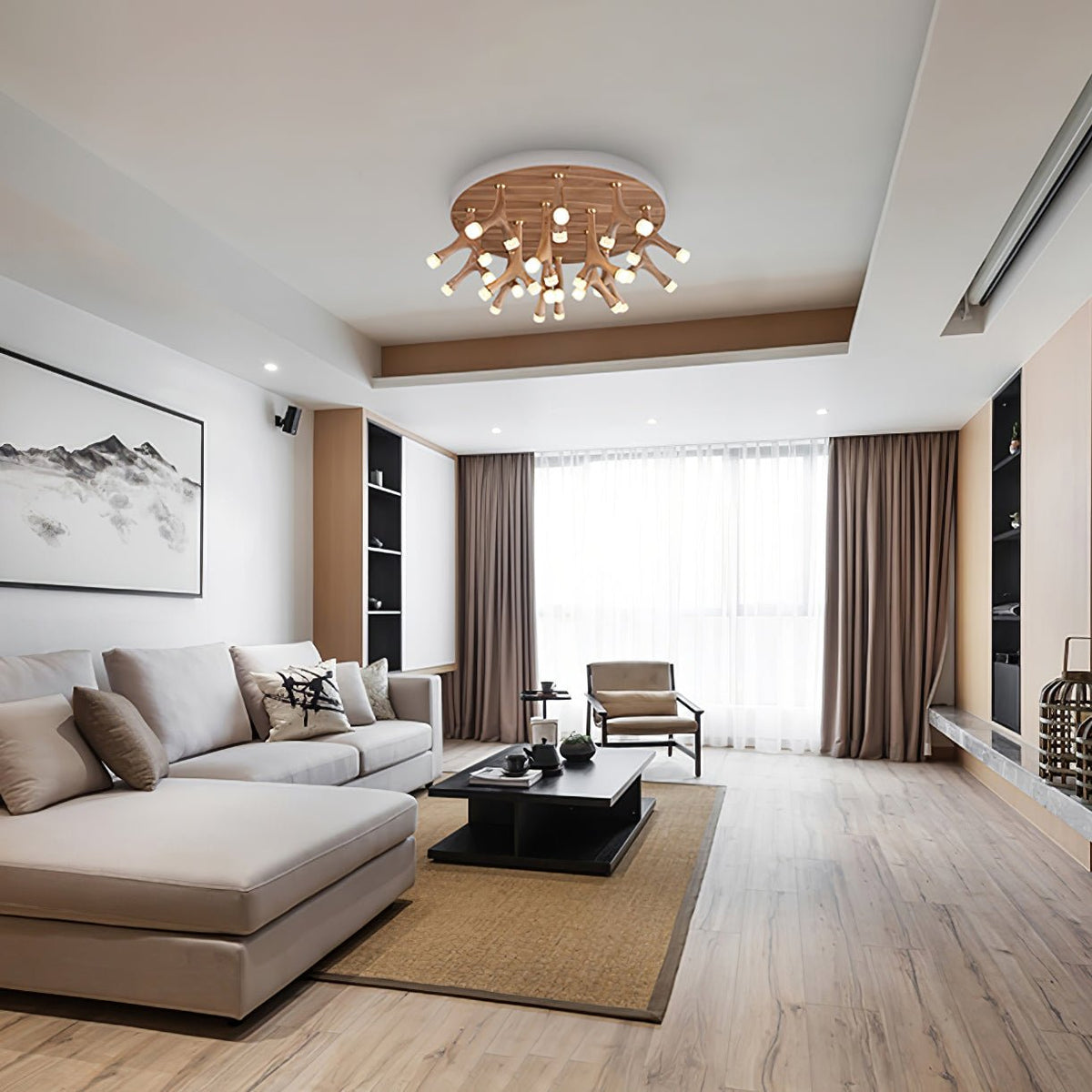 Vilorion Nature-Inspired Wood Ceiling Light