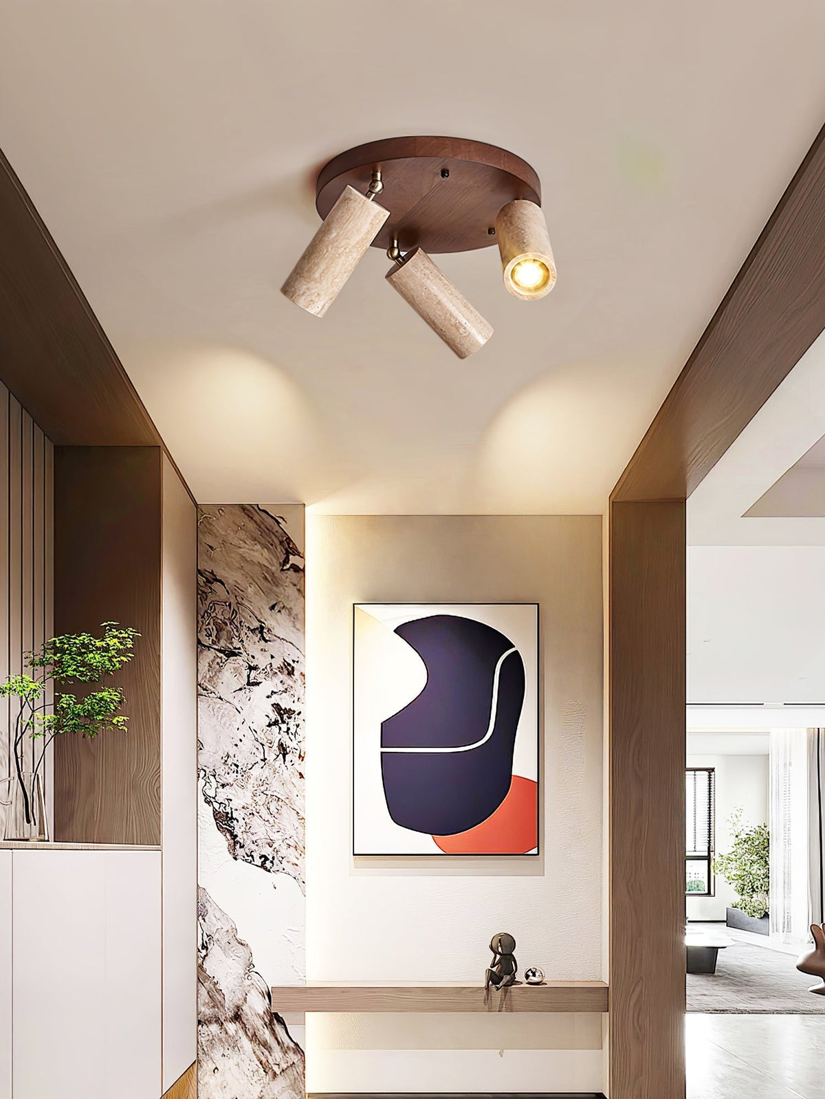 Zevenion Multi-Arm Travertine Ceiling Light