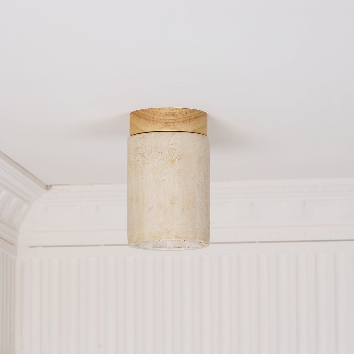 Valelelle Cylinder Cap Travertine Ceiling Light