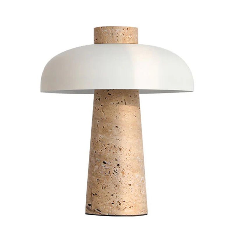 Tavivira Mushroom Form Travertine Table Lamp