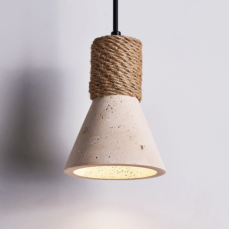Taverette Vintage Yellow Travertine Rope Pendant Light