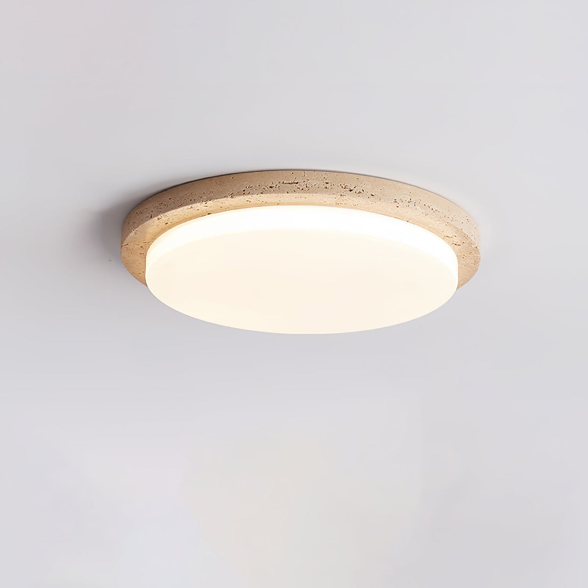 Tavisella Smooth-Rim Travertine Ceiling Light