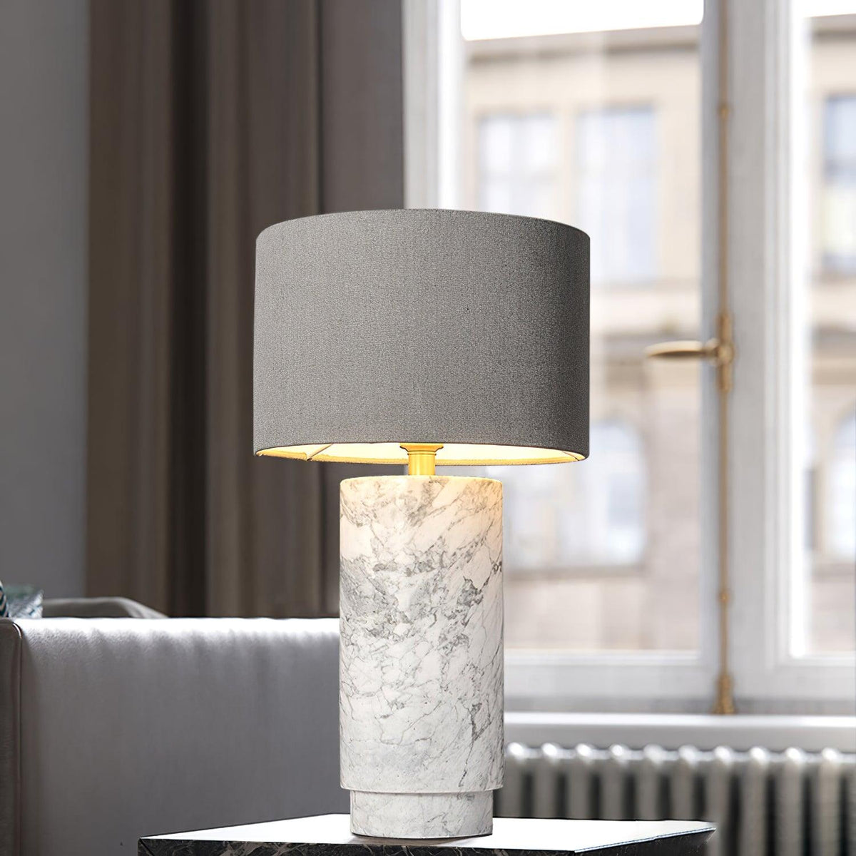 Xavi Marble Fabric Table Lamp