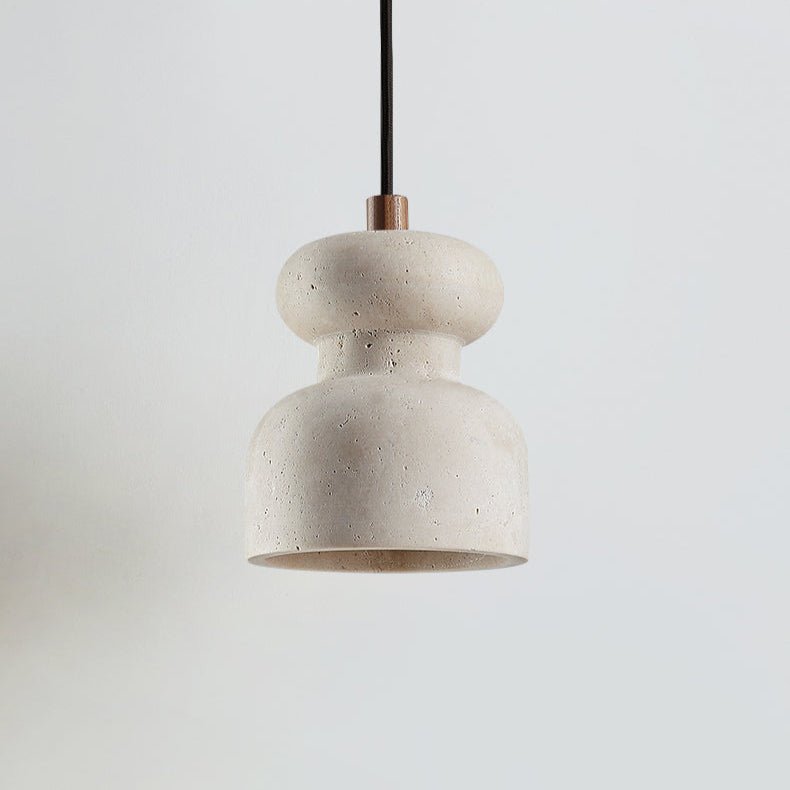 Ansel Textured Travertine Gourd Pendant Light
