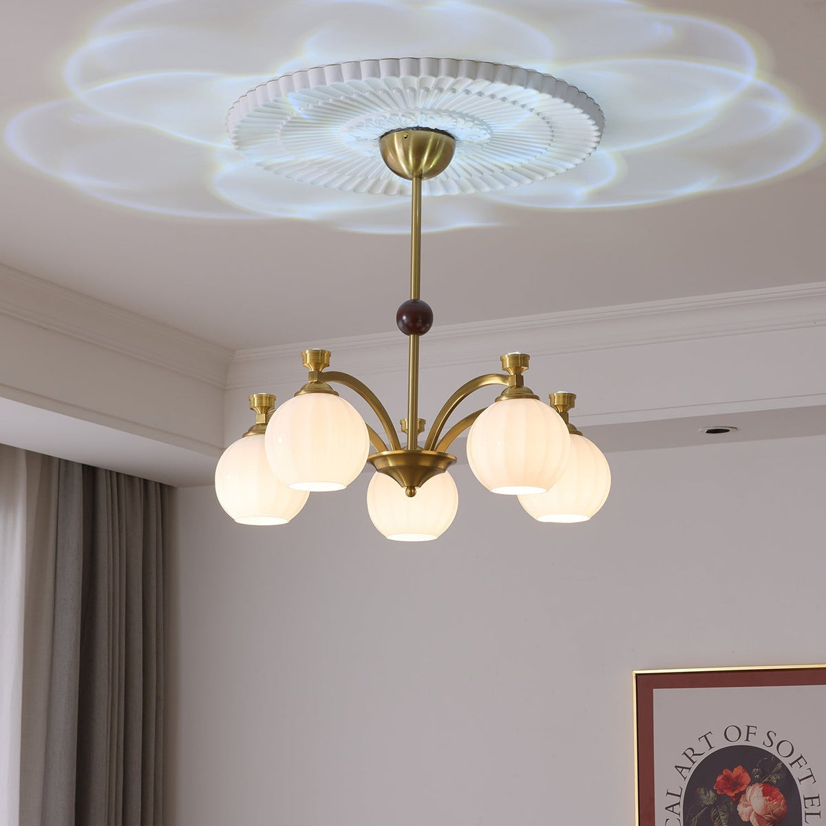 Usilia Elegance Vintage Glass Wood Chandelier