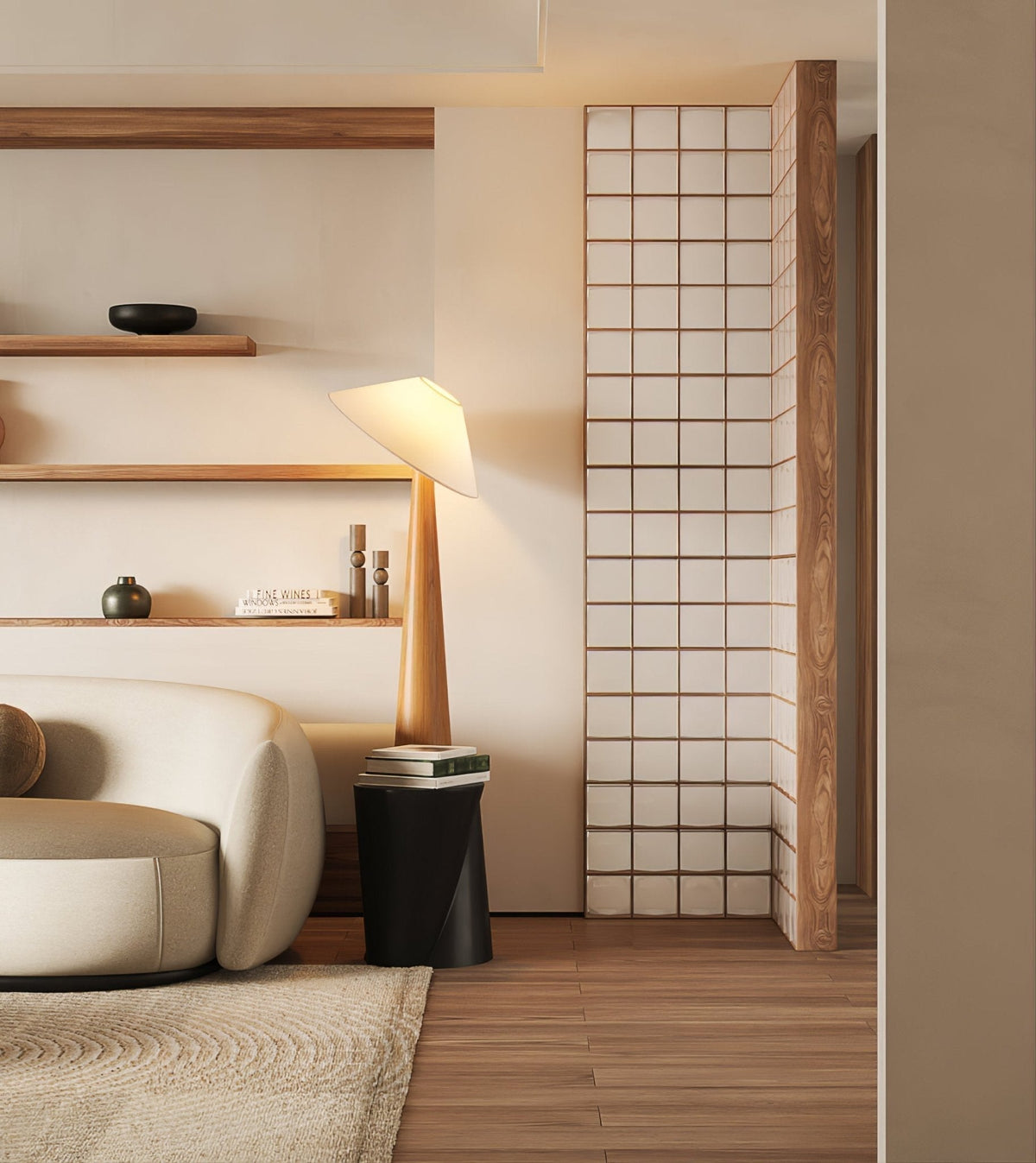 Apex Wooden Tapered Floor Lamp