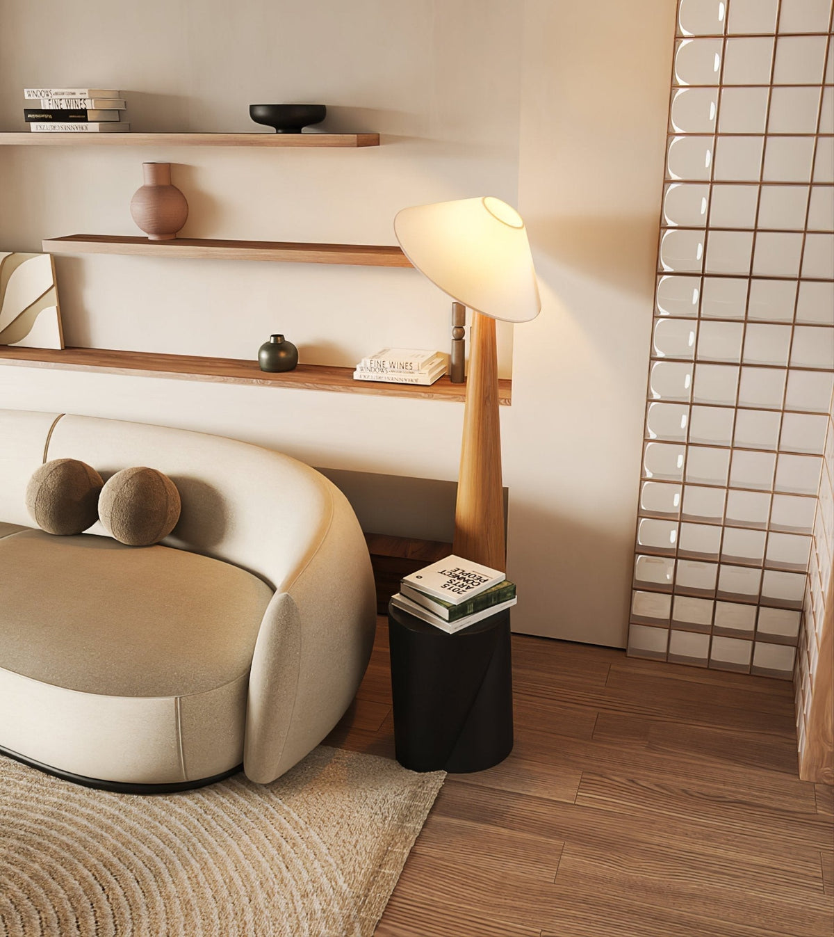 Apex Wooden Tapered Floor Lamp