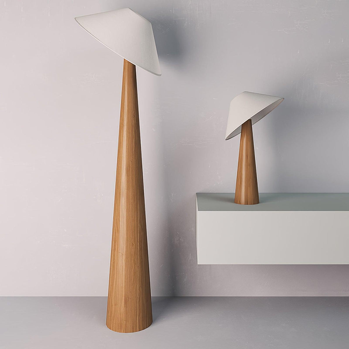 Apex Wooden Tapered Floor Lamp