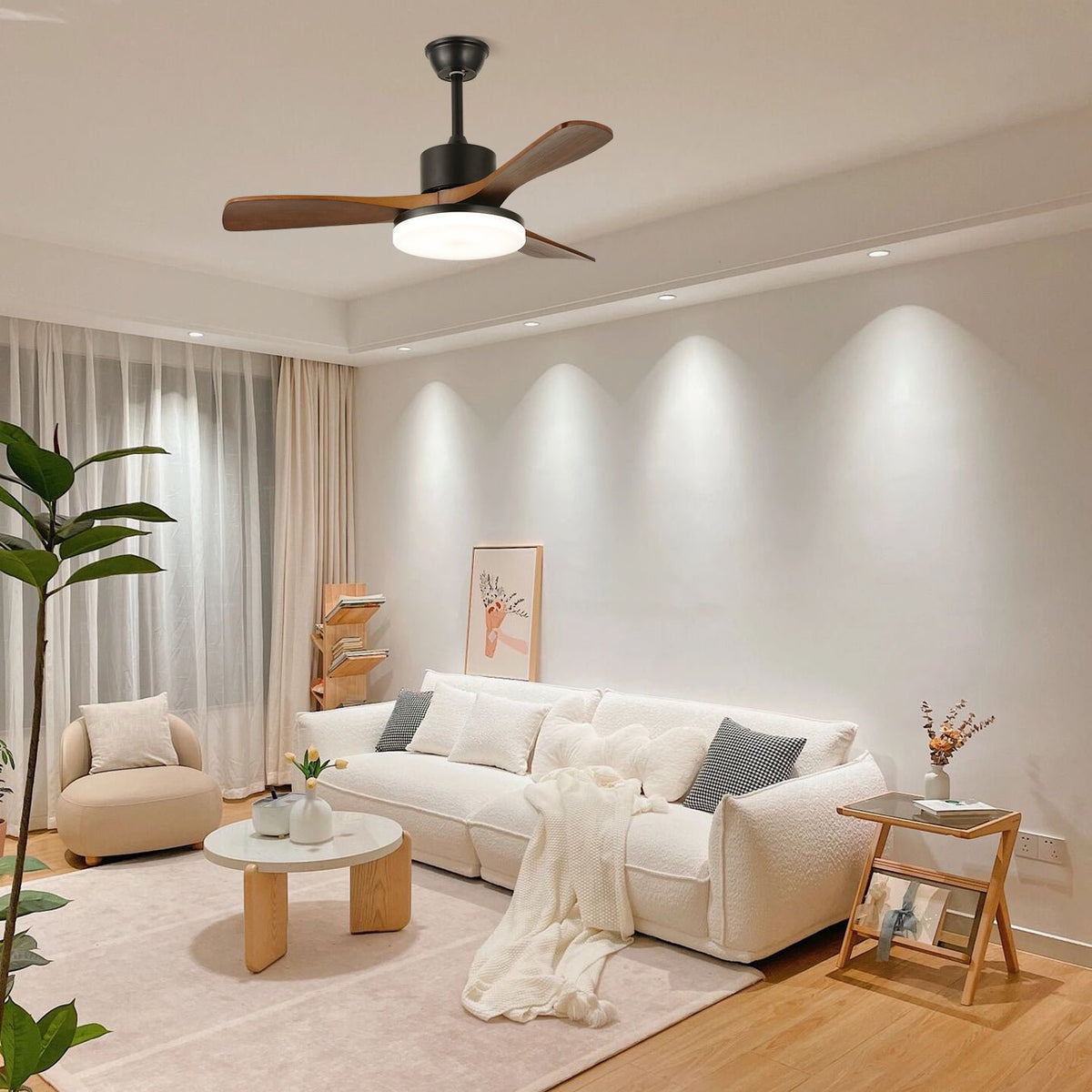 Darian Minimalist Wood Ceiling Fan Light