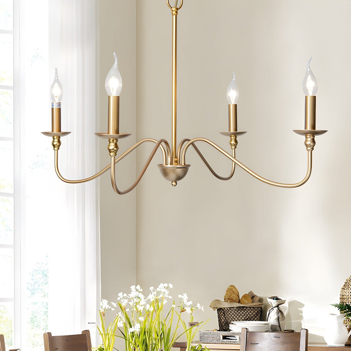 Orielissa Chandelier Gold Candle Curved Arms