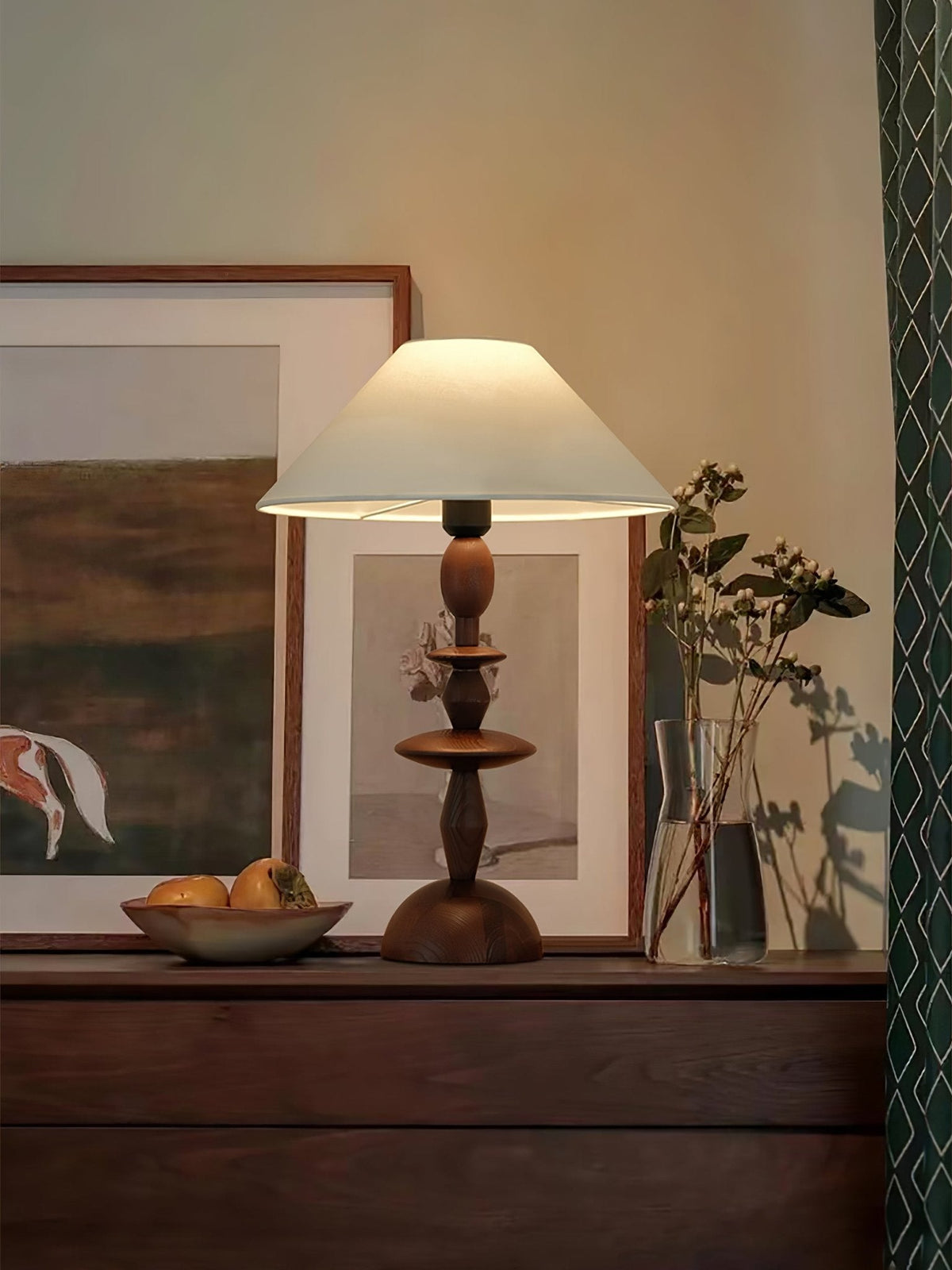 Halenir Wood Fabric Table Lamp