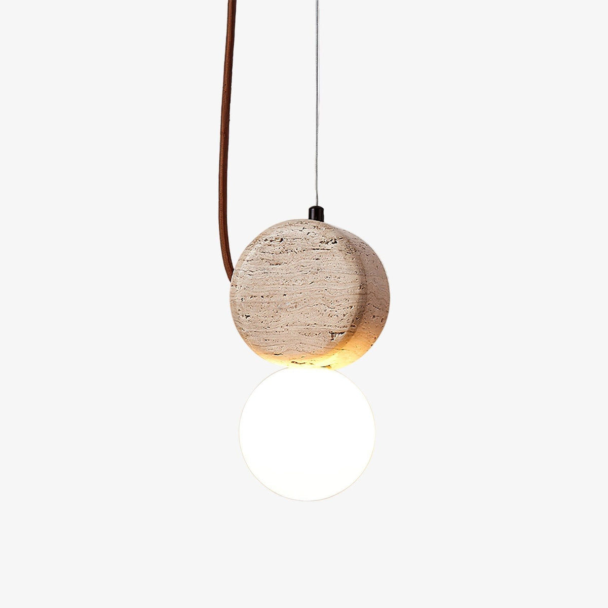 Zosolyra Double-Disc Travertine Pendant Light