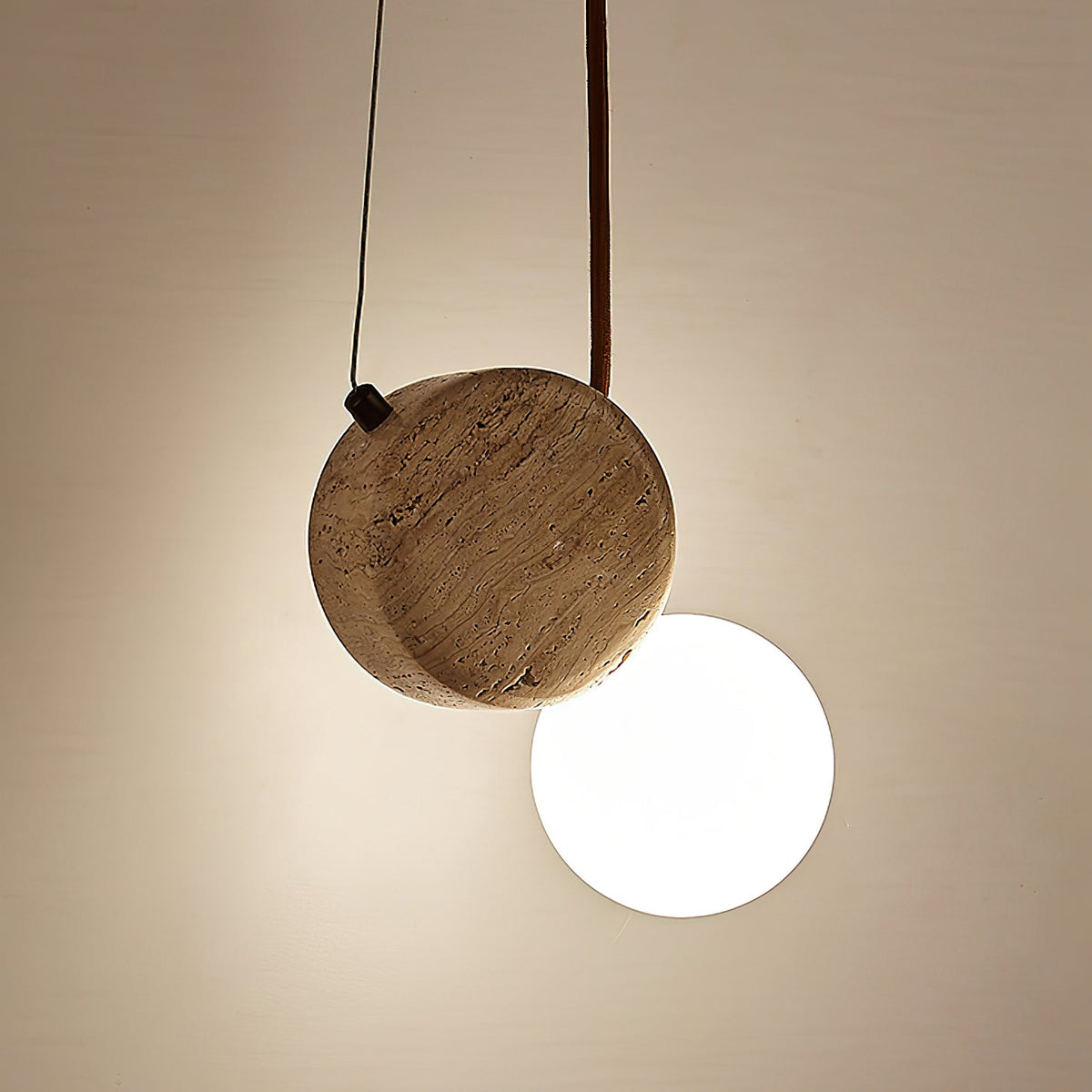 Zosolyra Double-Disc Travertine Pendant Light