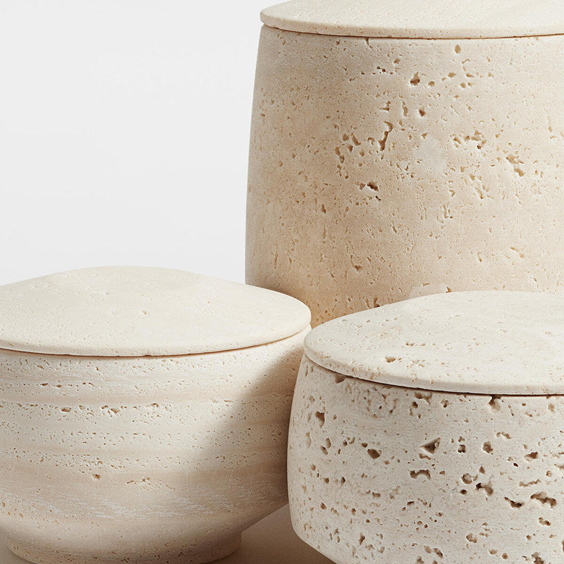 Sovel Elegant Interior Modern Natural Travertine Stone Candle Holder