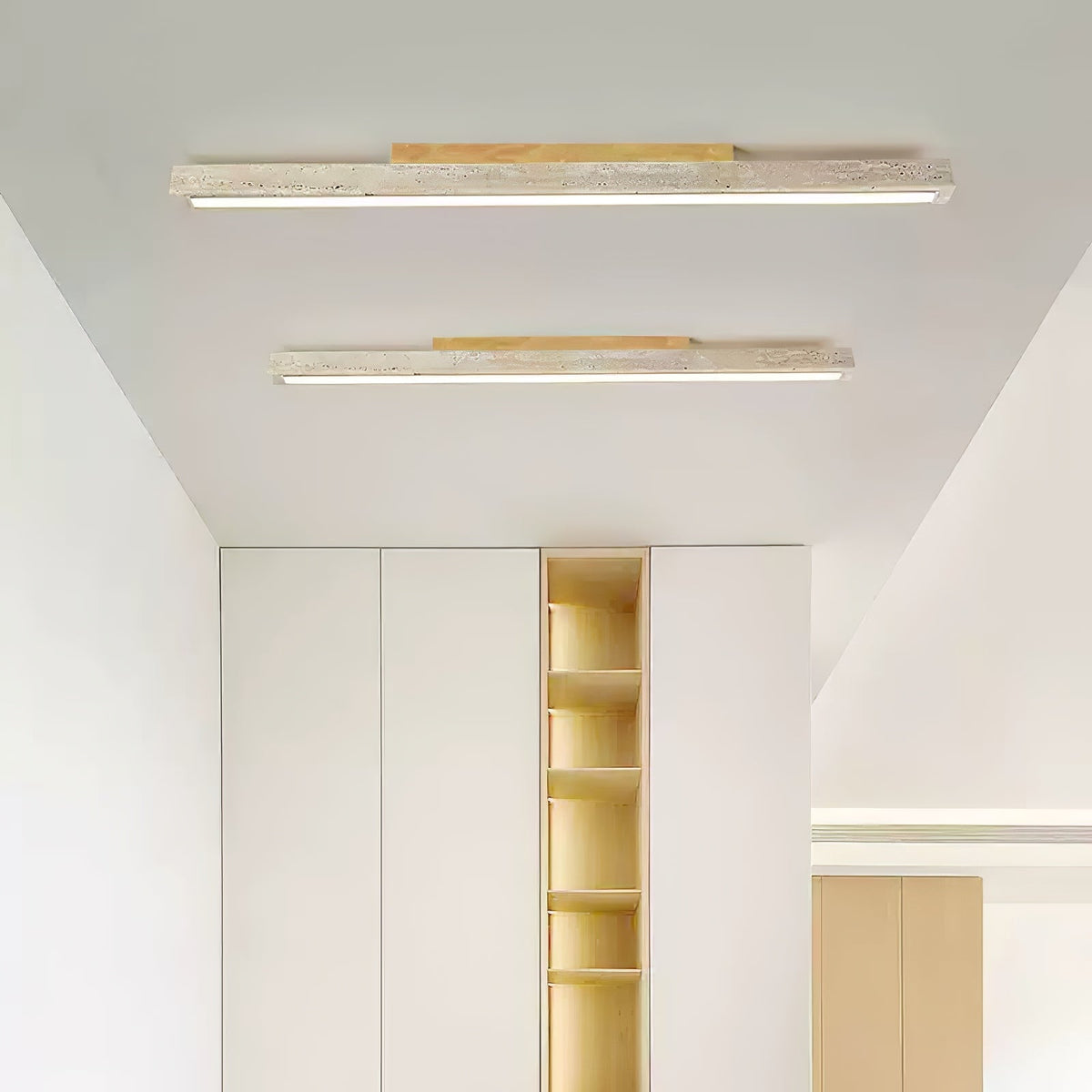 Valinian Minimalist Travertine Linear Ceiling Light